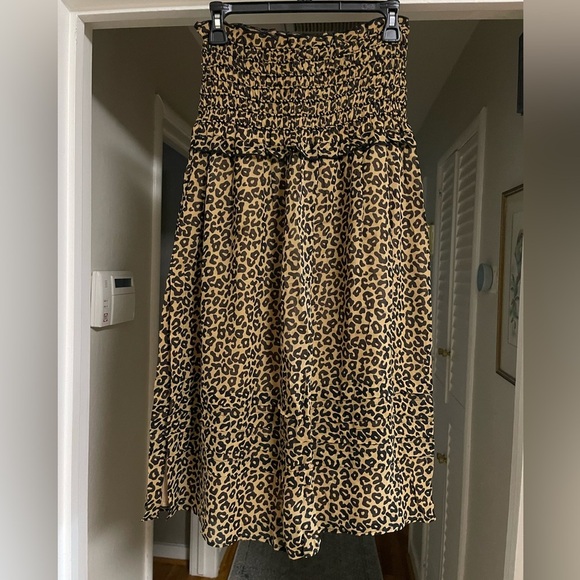 NWOT Sea New York Lottie Smocked Leopard Print Midi Skirt. - Picture 5 of 9